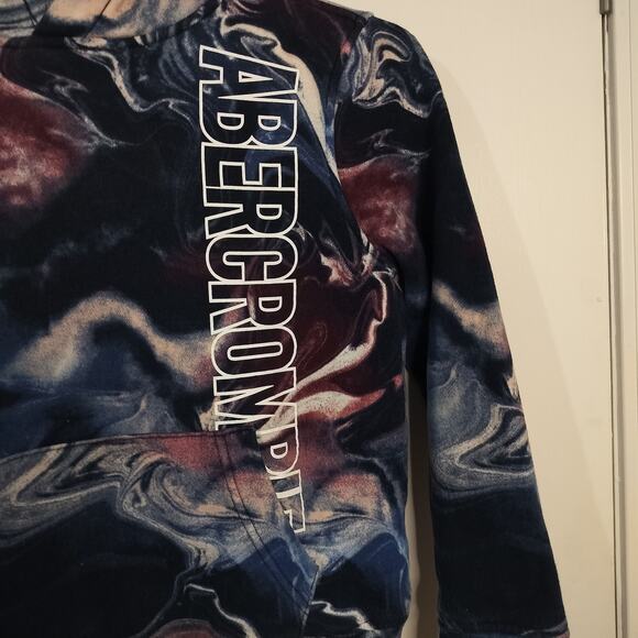 874) Abercrombie & Fitch Kids Purple Tie Dye Vertical Logo  Hoodie Size 9/10 - Picture 2 of 9